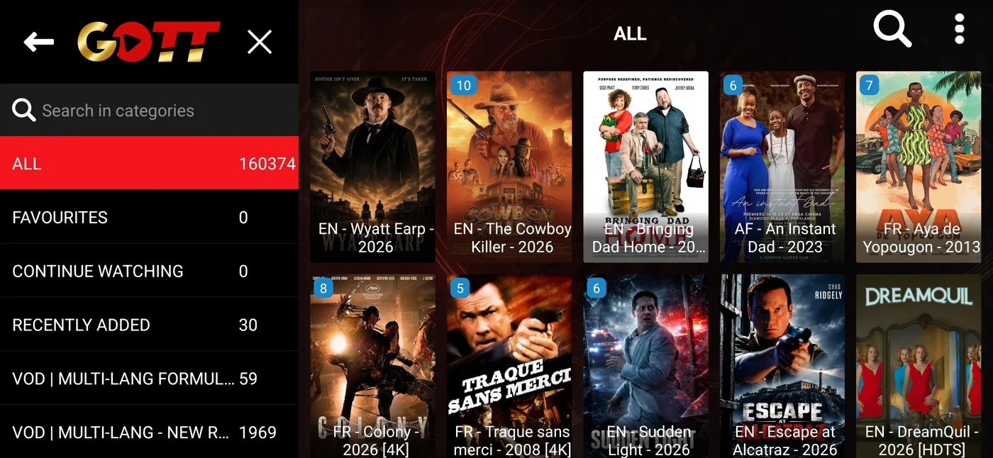 Golden Smart movie library with search and favourites