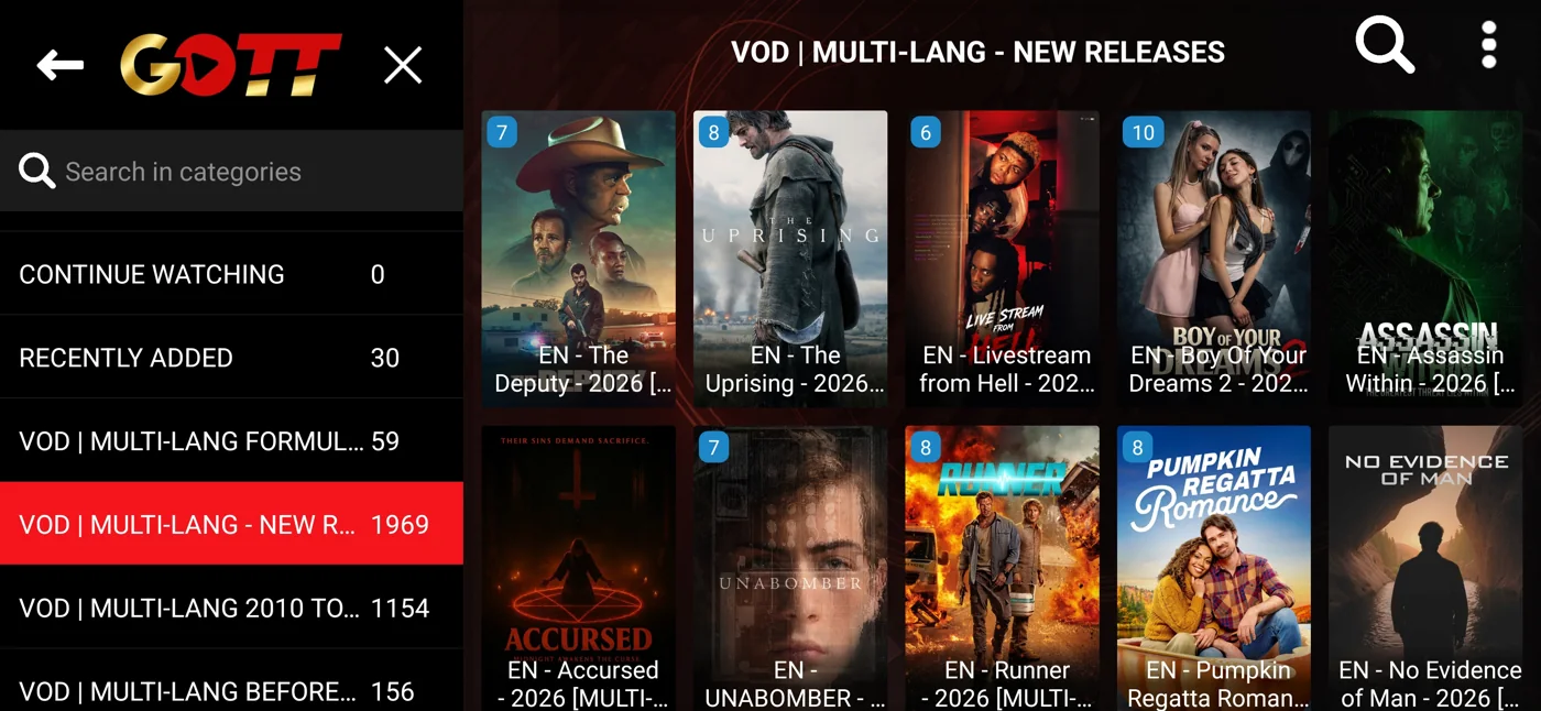 Golden Smart on-demand categories and library navigation
