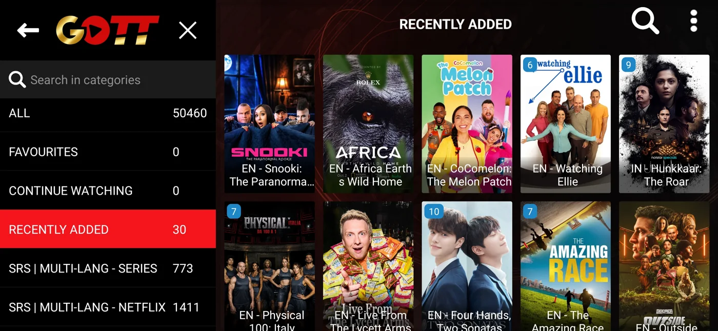 Golden Smart on-demand categories and library navigation