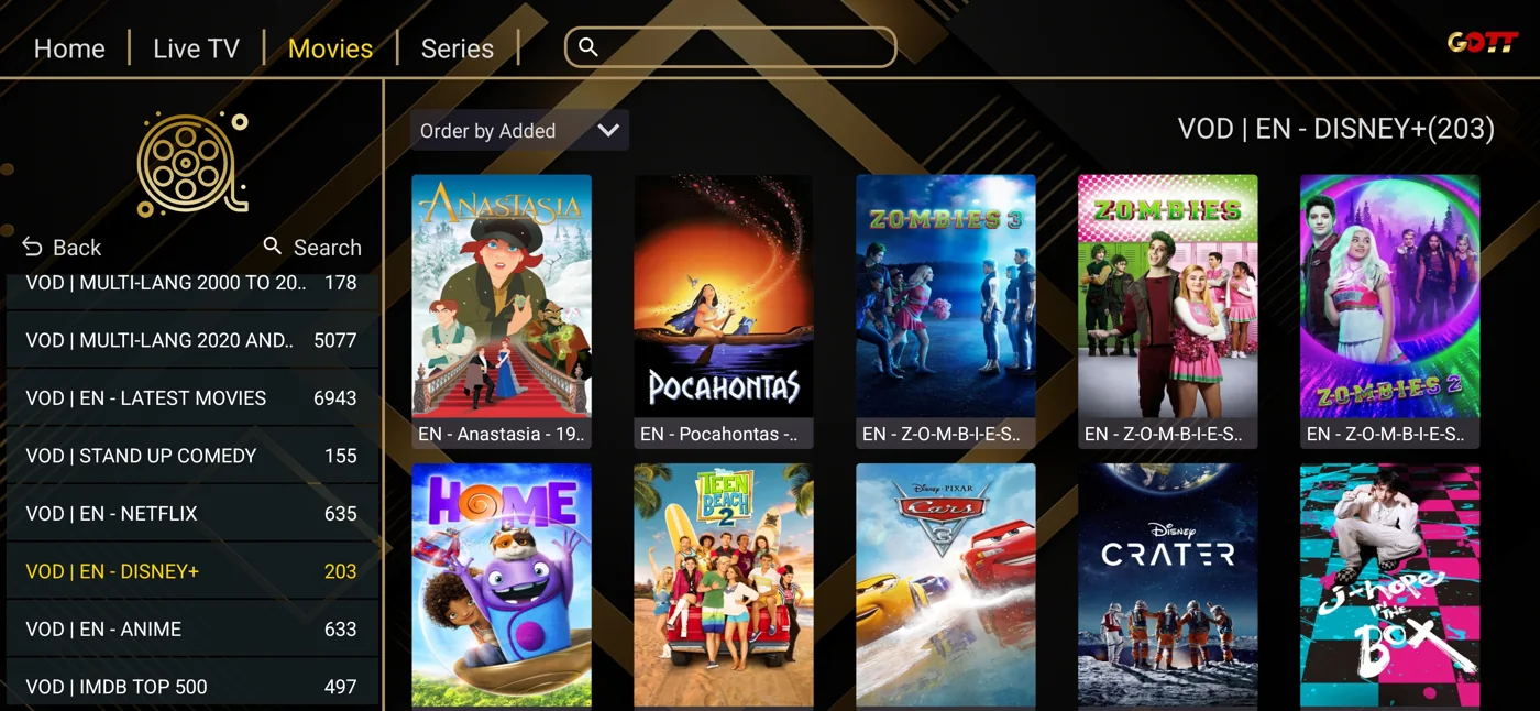 Ibogold on-demand categories and library navigation