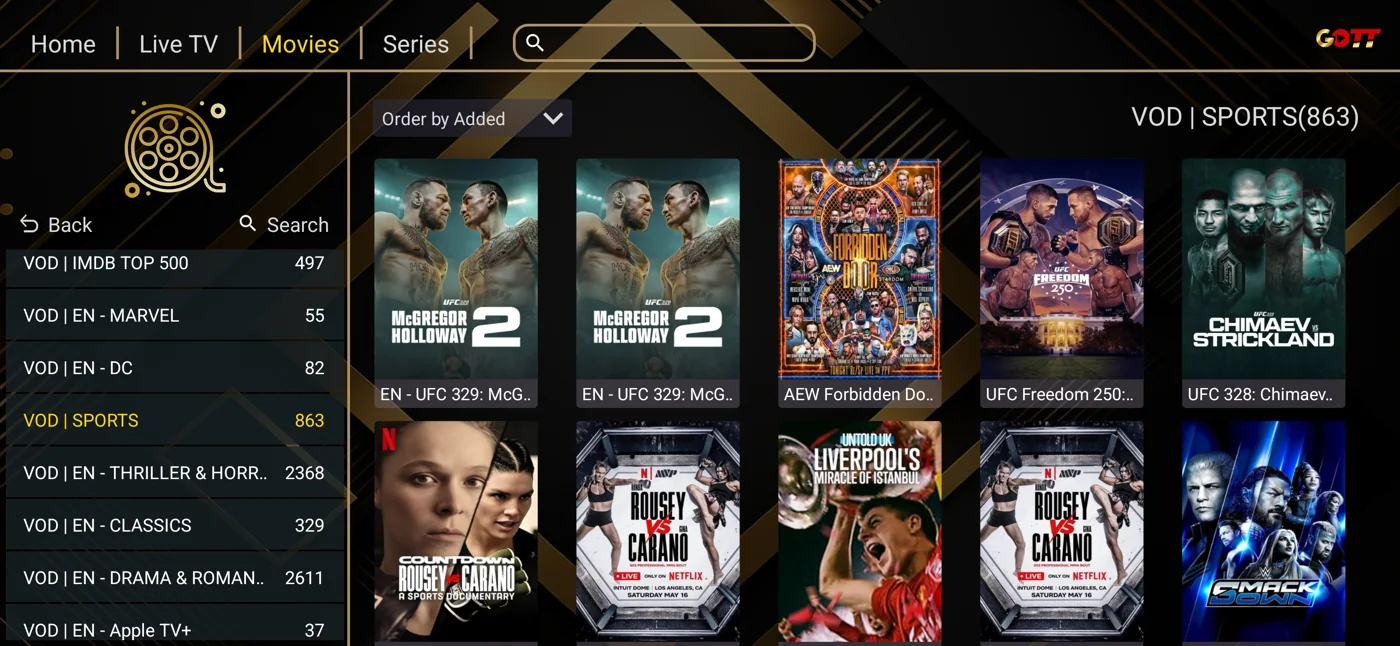 Ibogold on-demand categories and library navigation
