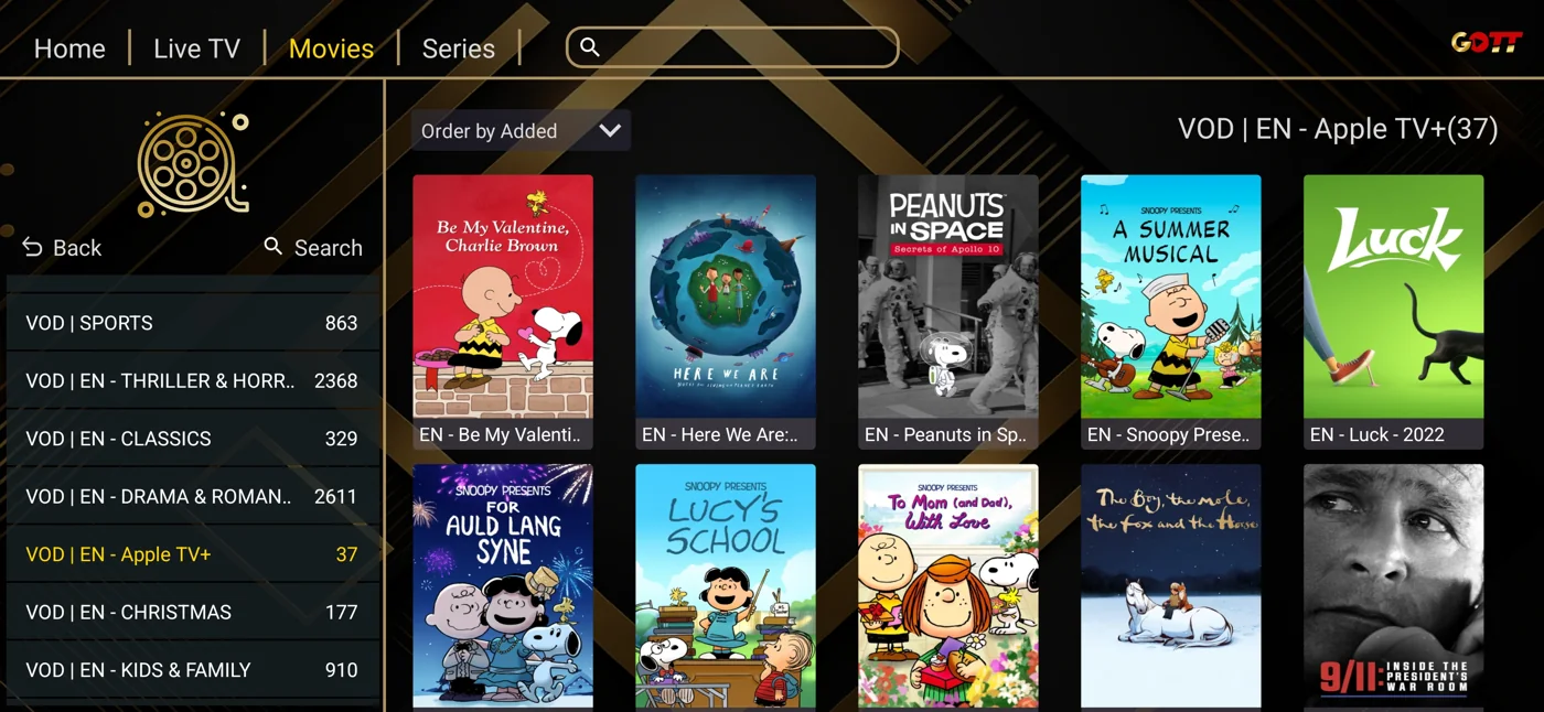 Ibogold on-demand categories and library navigation