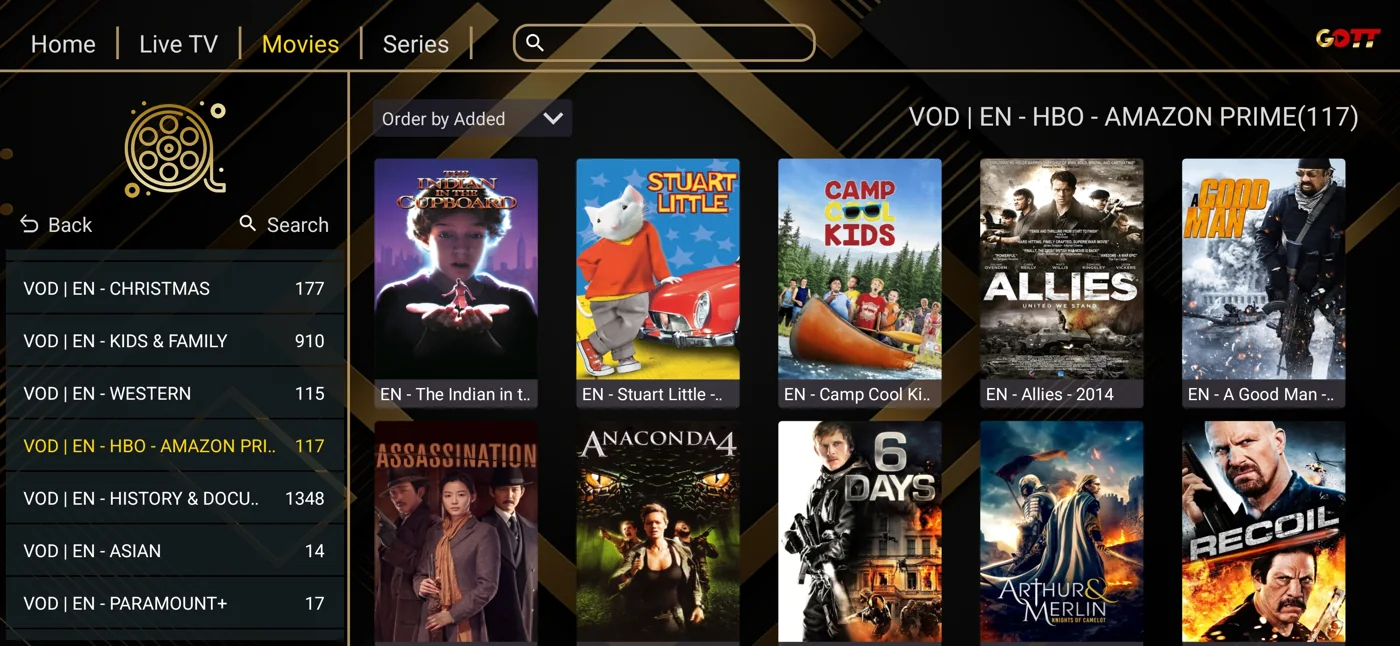Ibogold on-demand categories and library navigation