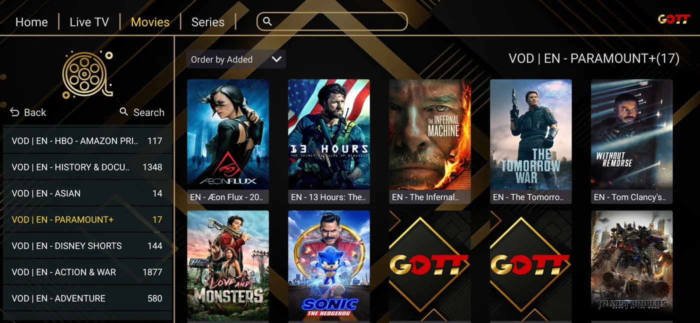Ibogold on-demand categories and library navigation
