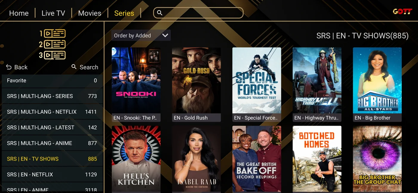 Ibogold on-demand categories and library navigation