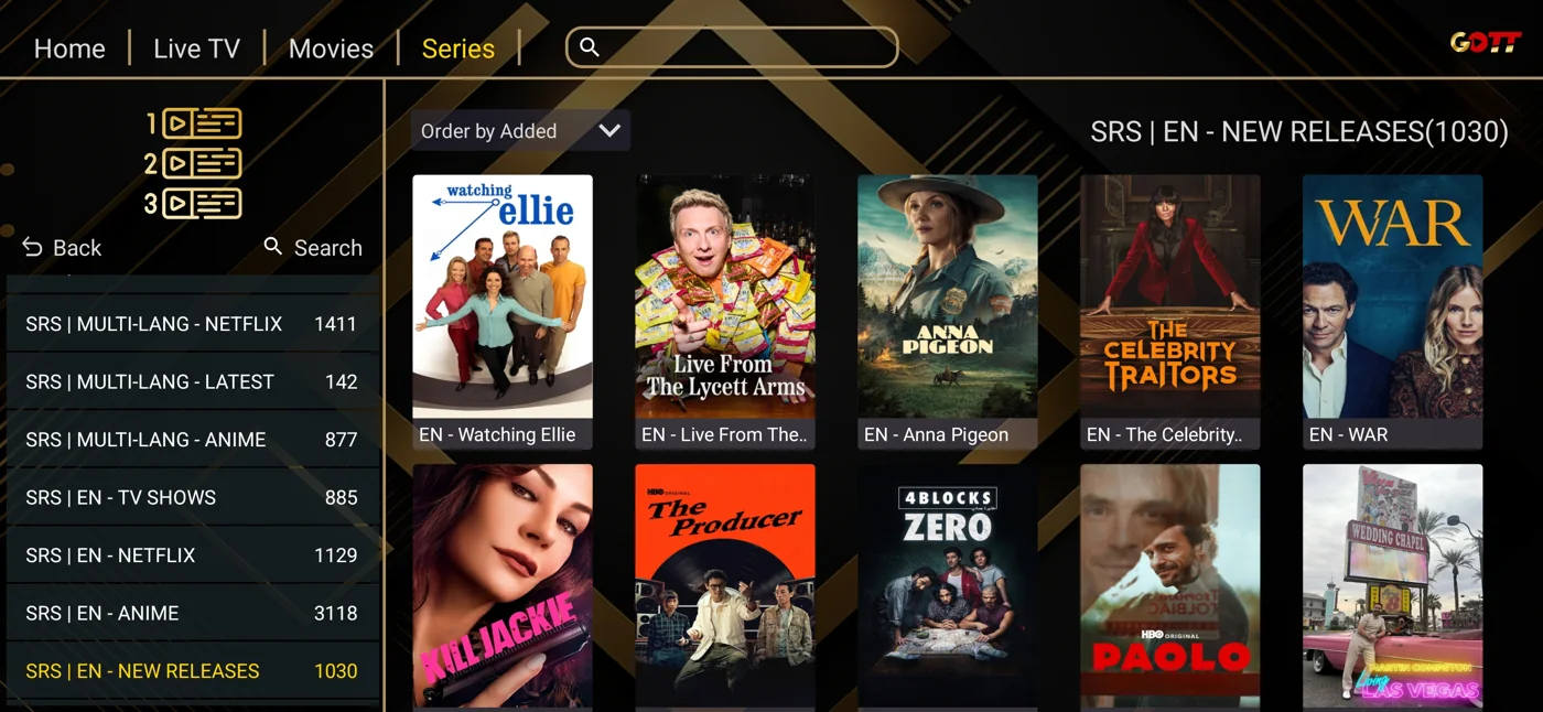 Ibogold on-demand categories and library navigation