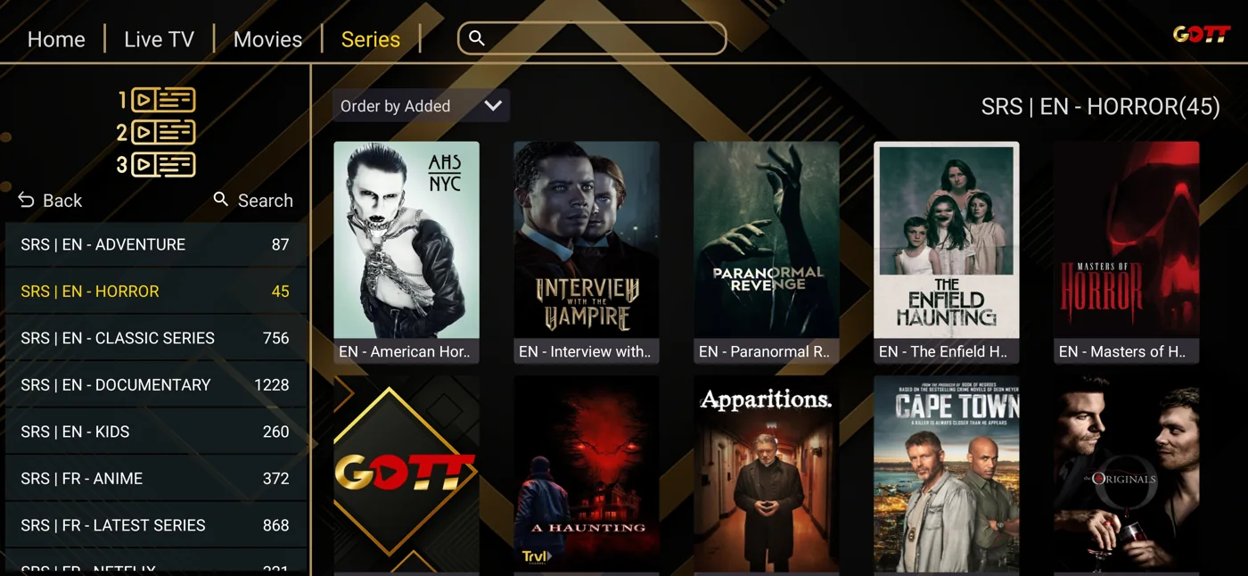 Ibogold on-demand categories and library navigation