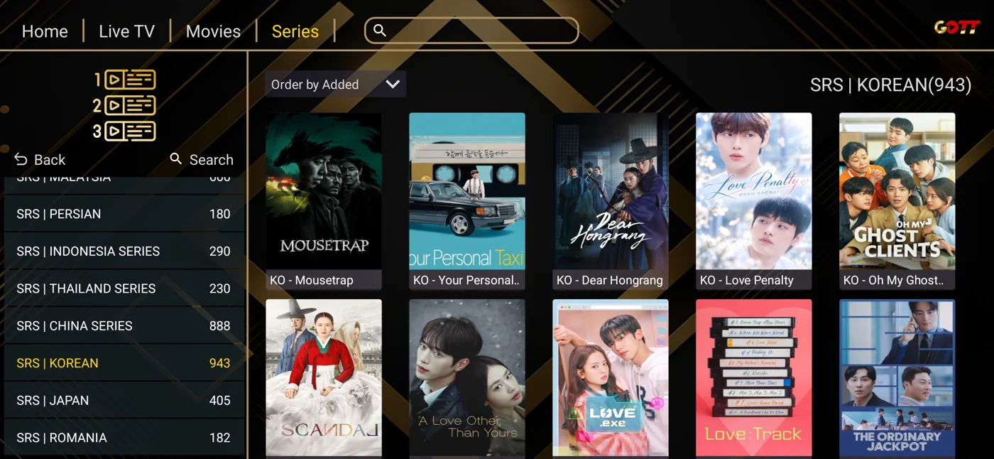 Ibogold on-demand categories and library navigation