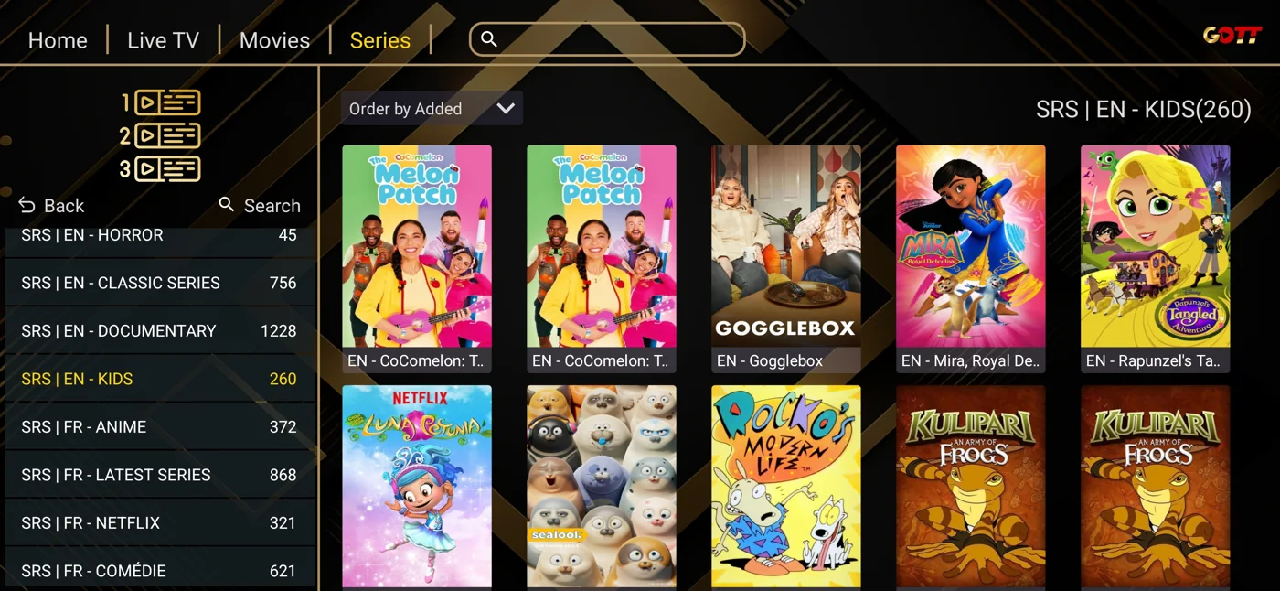 Ibogold on-demand categories and library navigation