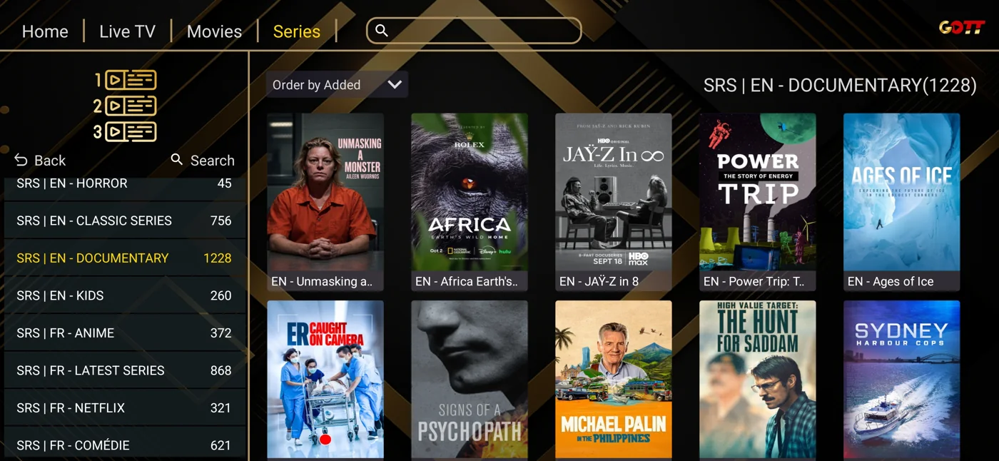 Ibogold on-demand categories and library navigation
