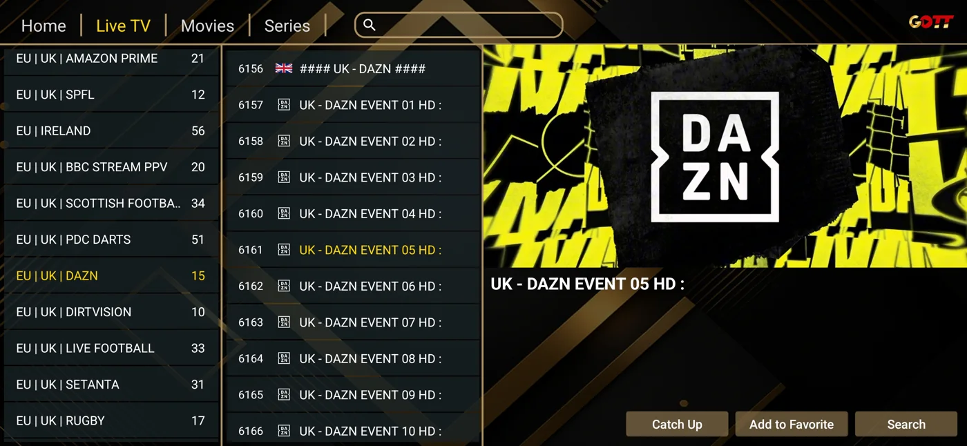 Ibogold programme guide and channel navigation