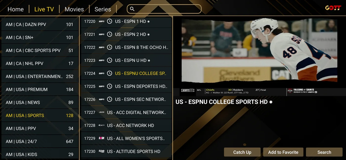 Ibogold programme guide and channel navigation