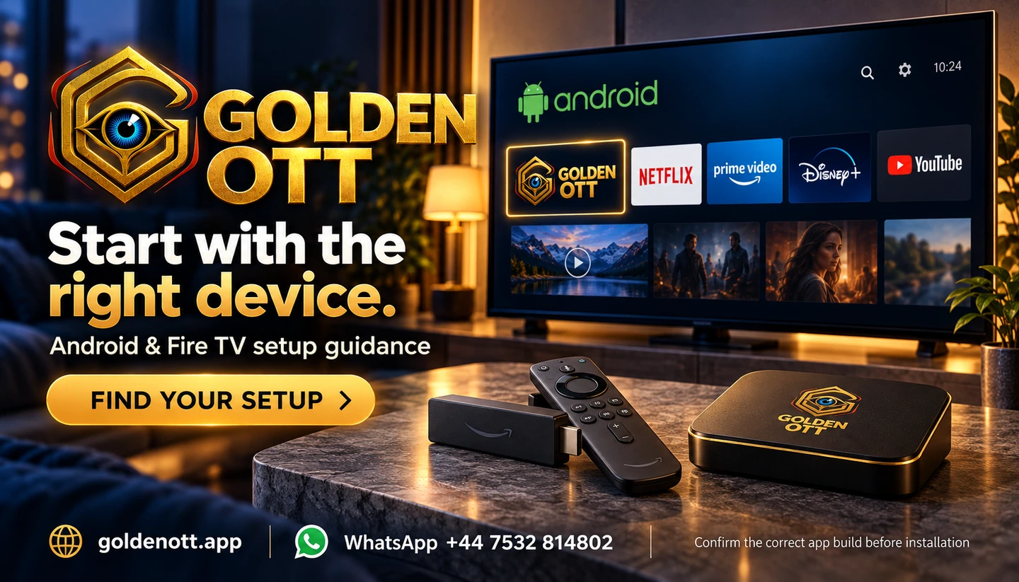 Golden OTT Start with the right device card with supplied player or device artwork and setup guidance.