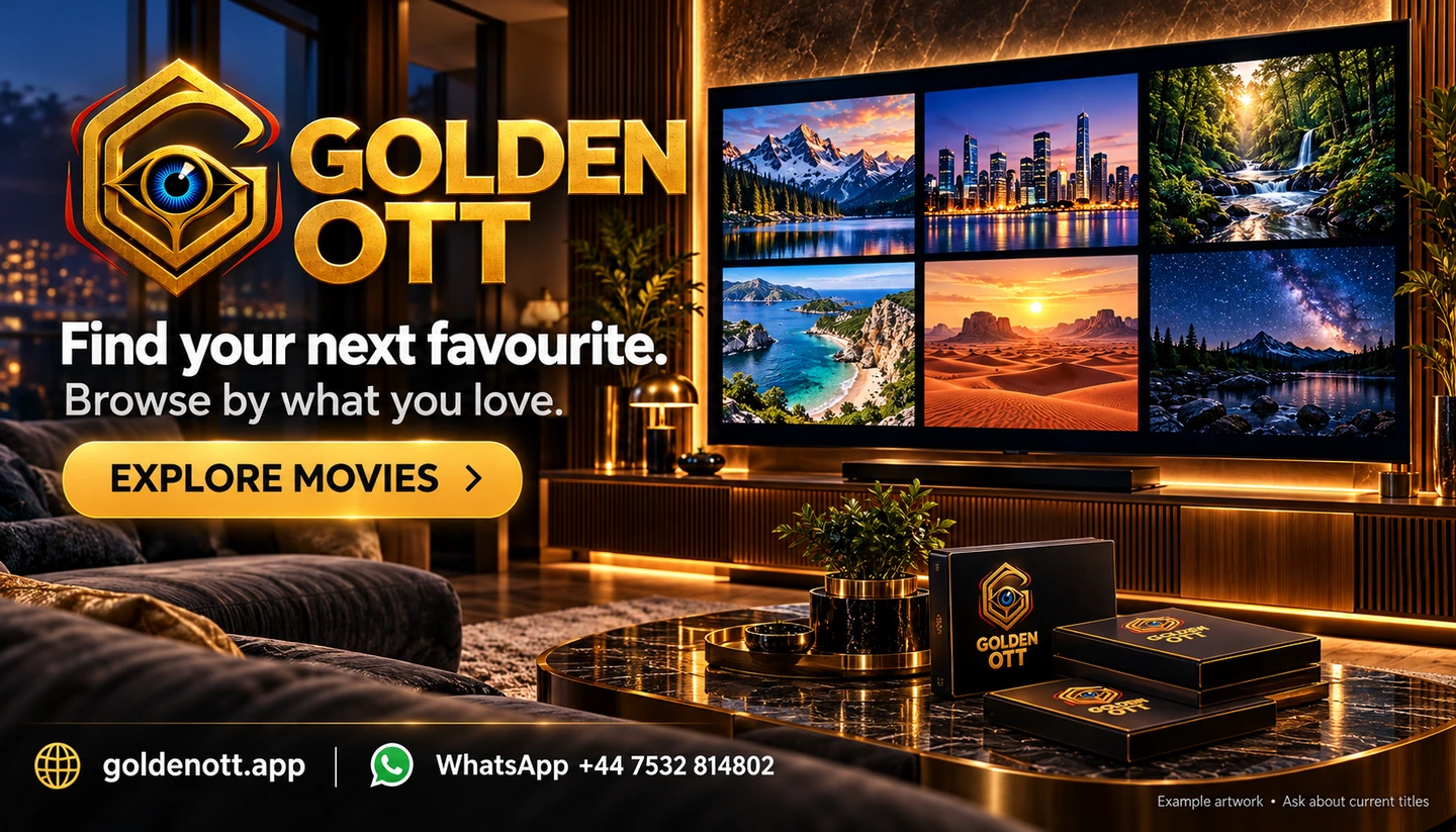 Golden OTT Find your next favourite promotional card with branded viewing or account imagery, goldenott.app and WhatsApp support.
