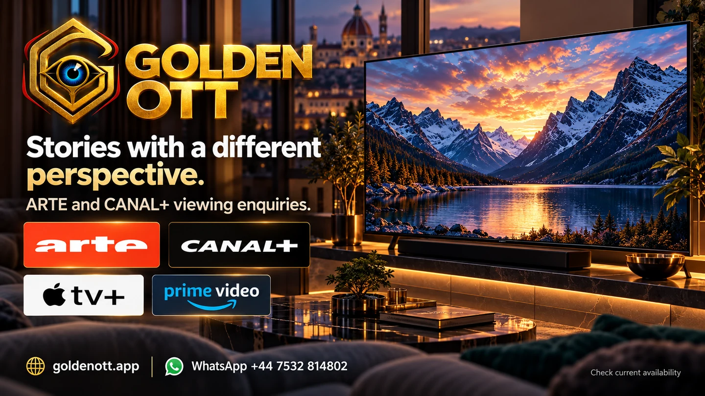 Golden OTT Stories with a different perspective card with sports or entertainment reference logos and WhatsApp support