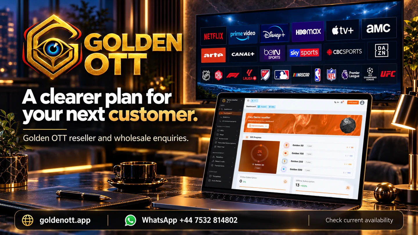 Golden OTT A clearer plan for your next customer card with sports or entertainment reference logos and WhatsApp support