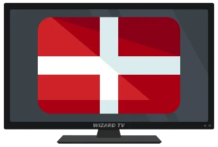 Denmark flag displayed in the supplied television illustration