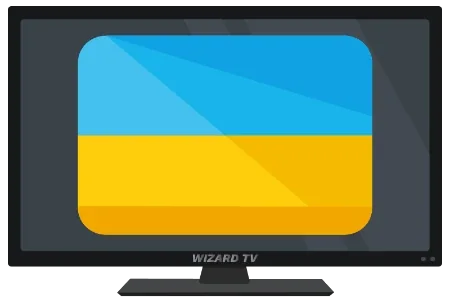 Ukraine flag displayed in the supplied television illustration